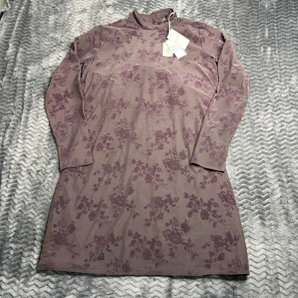 Abercrombie & Fitch Brown High Neck Open Back Mini Dress With Bra Insert XL NWT